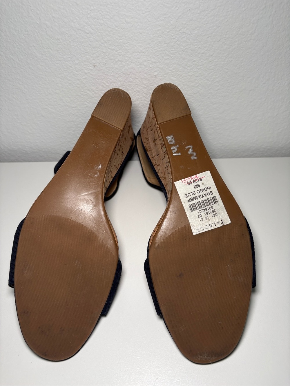 Talbots Navy Cork Wedges with Ankle Buckle - Picture 5 of 5